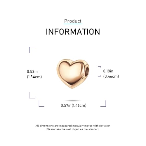 925 Sterling Silver Charms Pendants Mom Heart Dog koi fish Sea Turtle Football Charms for bracelet Pendants Beads Mom Sister Wife Family, Friends, Birthday gifts - style: Heart Bead-Gold