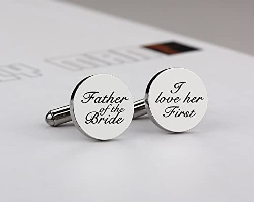 Kooer Personalized Men's Wedding Cufflinks, Custom Father Of The Bride Cuff Links Jewelry Gift For Men Him Groom Groomsman - style: Father of groom