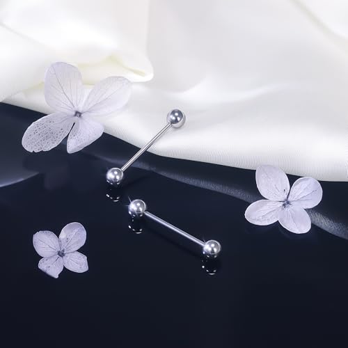 Grade 23 Titanium Externally Threaded Nipple Piercing Jewelry Barbell Ring Tongue Rings Nipple Straight Body Piercing Jewelry for Women Men 14G 16G 12mm 14mm 16mm 19mm - style: 16GA - 3/4" (19mm)