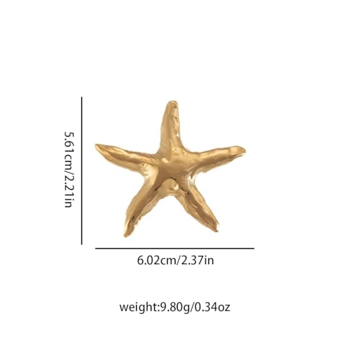 Textured Starfish Brooch Pin Minimalist Metal Lapel Pin Decorative Accessory for Jackets, Scarves & Dresses (Gold)