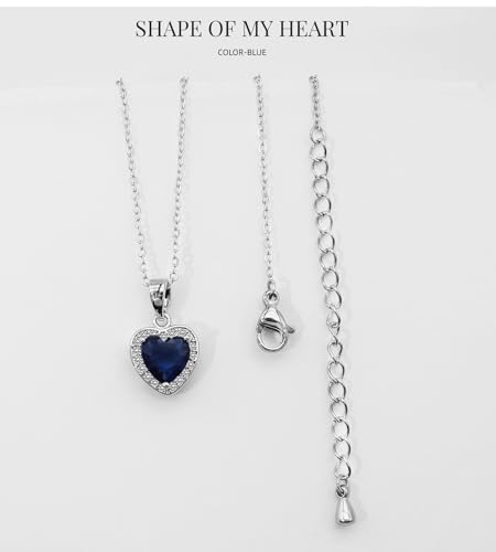 Cubic Zirconia LOVE Heart Jewelry Set Earrings Necklace Bracelet Set for Women Prom Wedding Party Anniversary Birthday - color: royal blue