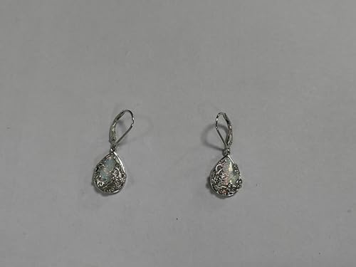 Black Onyx Earrings 925 Sterling Silver Black Onyx Dangle Drop Earrings Filigree Jewelry Gift for Women Girls - style: Opal