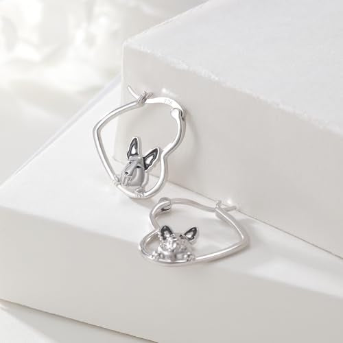 LES OSEWA Dog Animal Earrings Sterling Silver Animal Heart Hoop Dangle Earrings Cute Jewelry Gifts for Women - color: German Shepherd