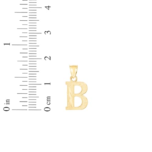 Floreo 10k Yellow Gold 0.45" Personalized Lighting Alphabet Letter A - Z Initial Charm Pendant with optional Extendable Chain Necklace - size: Pendant Only, style: - B -