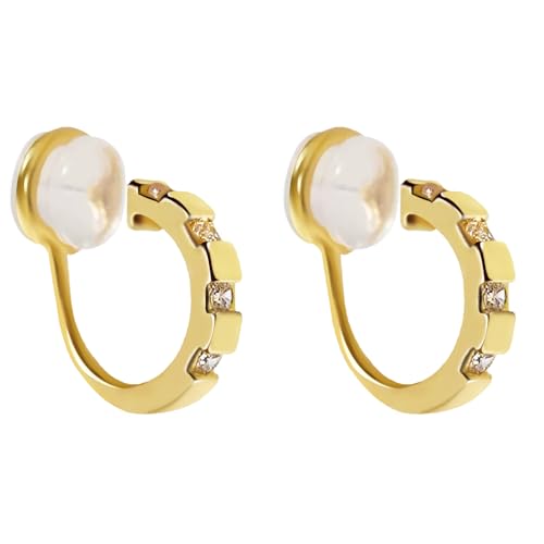 Clip On Earrings for Women – 18K Real Gold Plated Non-Pierced Hoop Earrings, Comfortable Clip On Hoops for Non-Pierced Ears, Gold & White Gold Options