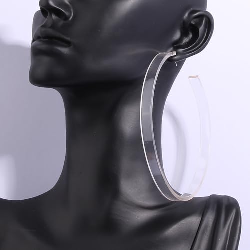 Colorful Big Hoop Earring Acrylic Open Large Hoop Earrings C Shape Trendy Chunky Earrings 80s 90s Retro Lightweight Statement Ear Jewelry Earring For Women - color: 9cm Pink