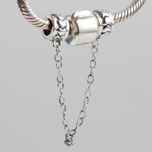 Threaded hole safety chain Charm 925 Sterling Silver Clip Stopper Charm for Women Charm Bracelet (heart)
