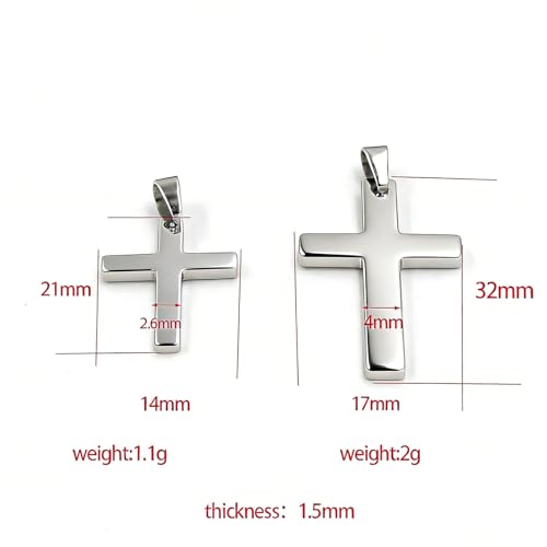Stainless Steel No Tarnish Cross Pendant Charm Christian Jewelry for Women Men Jewelry Making Necklace Bracelet Silver - style: Big Size:17mm*32mm