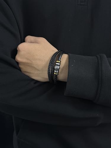 To My GrandSon Bracelet – Love You Forever Braided Leather Bracelet, Meaningful GrandSon Gift from Grandpa & Grandma with Heartfelt Message Card & Elegant Gift Box for Birthday, Christmas - color: Version#7