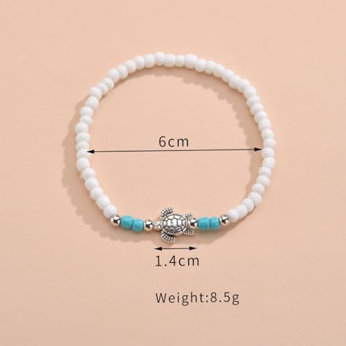 Boho Turtle Anklet Beaded Anklet Bracelet Fashion Beaded Foot Jewelry Anklets for Women, in, Black