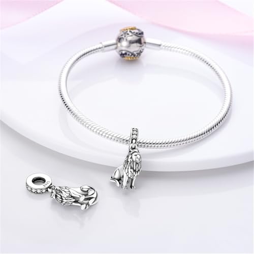 925 Silver Charm for Bracelets Animal Pet Insect Series Women Jewelry Gift - color: Silver Lion