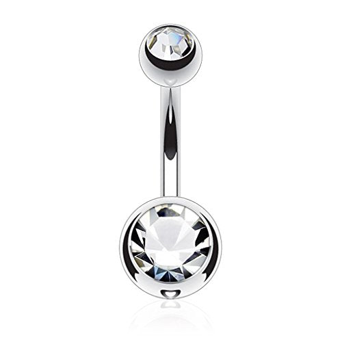 14GA Surgical Steel & Synthetic Opal Resin Belly Button Rings for Women | 3/8" Length, 5mm x 8mm Ball, Classic Look, Super High Quality - style: Titanium 6pcs AB, Blue, Clear, Pink, Aqua, Red