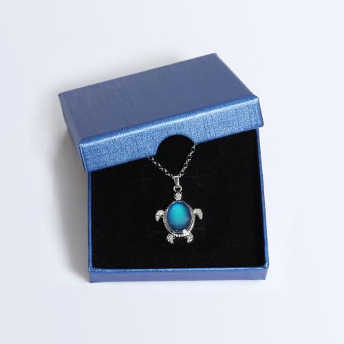 FM FM42 Temperature Sensing Color Changing Pendant Necklace with 19.29" Stainless Steel Rolo Chain - color: Sea Turtle