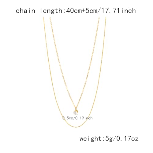 Gmai Layered Necklaces for Women Gold Plated 3/4/5 Piece Adjustable Stackable Necklace Set with Pearl Cross Coin Pendant Dainty Gold Silver Choker Chain Jewelry Gift for Her - style: Zircon 2PC
