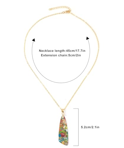 Nature Stone Necklaces for Women Boho Pendant Necklace 18K Gold Chain Necklaces - color: Colorful Gold