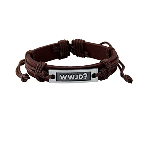 FORUBUS Religious Cross Leather Bracelet, Leather Cross Bracelet for Women Men Religious Gift, Church Pray Baptism Christmas Jewelry - color: Brown Cross+WWJD