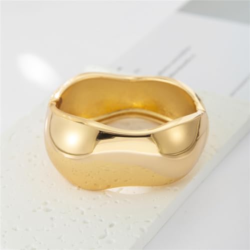 YMBYCM Gold Chunky Bangle Bracelets for Women | Trendy Wide Chunky Cuff Bracelets Wrap Bracelet Fashion Jewelry Accessories - color: D-G