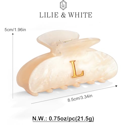 LILIE&WHITE Acrylic Letter Hair Clips For Women Stylish L Monogram | Alphabet Hair Clip Fashion Glitter Claw Clips Elegant And Durable Hair Accessory Large Hair Clips L - color: HC22539L