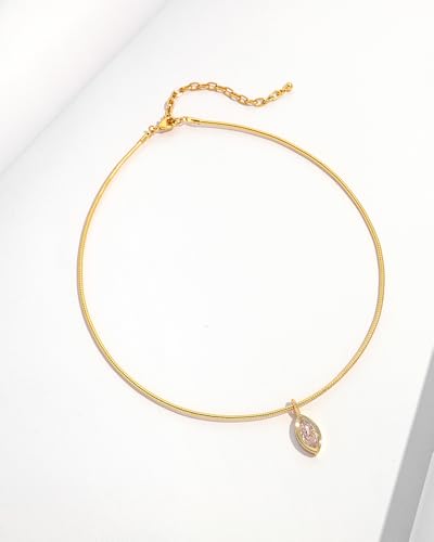 Gold CZ Choker Necklace Trendy Statement | Gold choker necklace, CZ pendant, Adjustable chain, Dainty statement, Summer gift, Gift for women, Lightweight - style: 23382