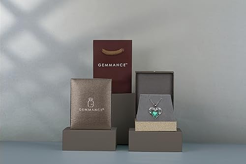 5 Heart I Love You Necklace for Women, Birthstone Crystal Pendant, Birthday Gift for Her, Wife, Mom, Rose Gold or Gunmetal Plated, 925 Sterling Silver Chain 18"+2" - color: 18-May-Emerald Green-GunMetal Plated