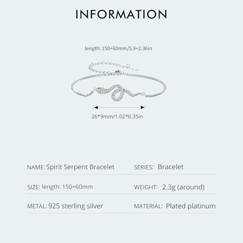 925 Sterling Silver Adjustable Bracelet for Women Jewelry Gifts - color: Silver Snake