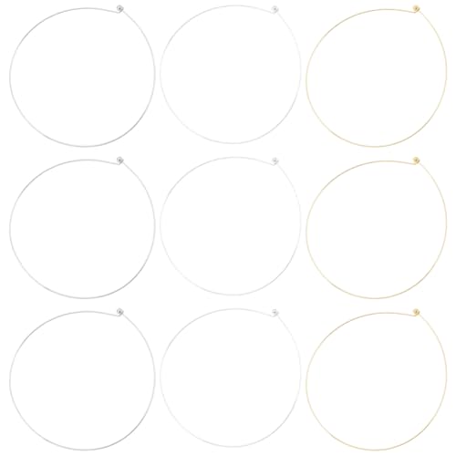 CREATCABIN 9Pcs 3 Colors 1.2mm Wire Wrap Collar Necklaces for Women 304 Stainless Steel Choker Golden Open Choker Collar Metal Plain Round Chain Necklace Round Chain for DIY Jewelry Making Gifts