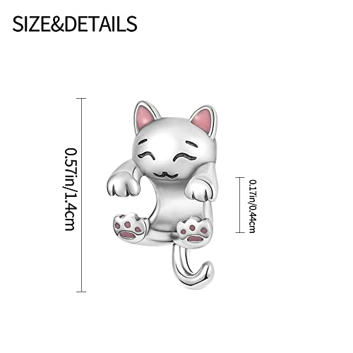 Pandach 925 Sterling Silver Charms Beads for Bracelets and Necklaces Butterfly and Headphones Pendants Clover Charms Jewelry Gift for Women - style: Cat Charm