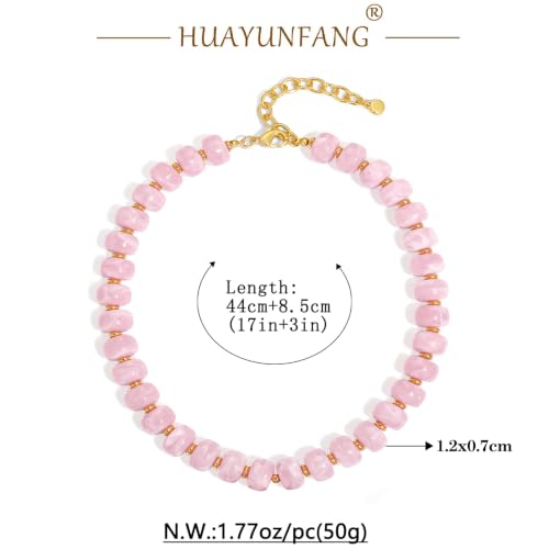 Chunky Beads Necklace for Women Trendy Gold Puffy Heart Choker Necklace Colorful Resin Beaded Heart Pendant Necklaces Statement Jewelry - color: Round-Pink