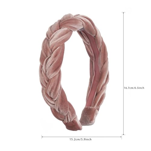 Madison Tyler Thick Headbands for Women | Pink Velvet Braided Cute Handmade Makeup Hair Band for Girls Thin Hair | Skincare and Boho Spring Headband for Washing Face - color: Pink Velvet Headbands