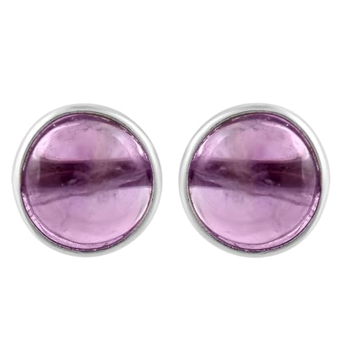 5 MM Natural Gemstone 925 Sterling Silver Hypoallergenic Studs Earrings Jewelry for Women Dainty Trendy Antiqued Silver Birthstone Earrings Jewelry Gifts for Women and Her - color: Amethyst