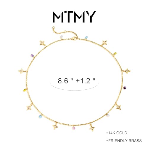 Gold Anklets for Women 14K Gold Plated Tiny Bead Anklet Colorful Tassel Foot Chain Dainty Adjustable Cute Summer Beach Boho Anklets Jewelry Gift - color: colorful star tassel