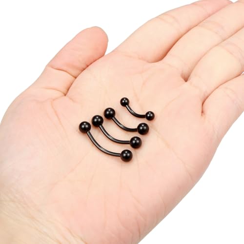 Snake Eyes Piercing Jewelry Tongue Surgical Steel Frog Eyes Tongue Rings 16G 14G Eyebrow Piercing Curbed Barbell Vertical Labret Lip Jewelry Bridge Piercings for Women Men 10mm/12mm/14mm/16mm - color: 14g,black
