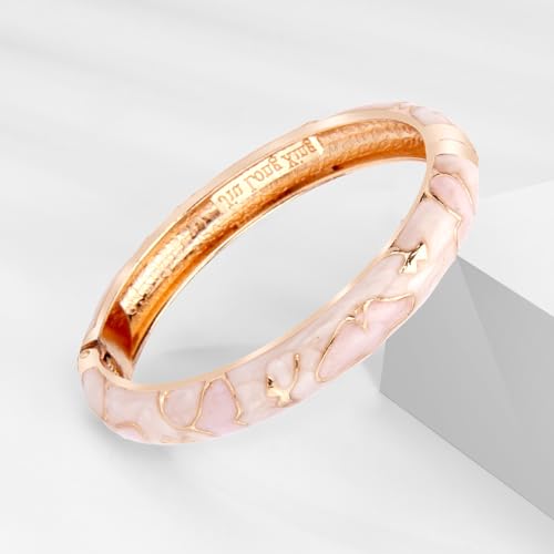 UJOY Cloisonne Bracelet Butterfly Hinge Indian Cuff Bangle Enameled Jewelry Flower Bracelets for Women Gift Box 55A114 - color: A45-2 Pcs/Set-Pink and White