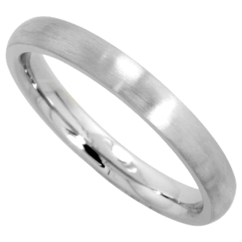 Sabrina Silver Surgical Stainless Steel 3mm Domed Wedding Band Thumb/Toe Ring Comfort-Fit High Polish sizes 5-12 - style: Brushed Finish