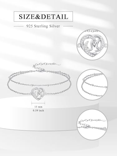 Dorunmo Initial Anklet 925 Sterling Silver Letter A-Z Layered Heart Anklet Beach Jewelry Birthday Gifts for Women - color: M