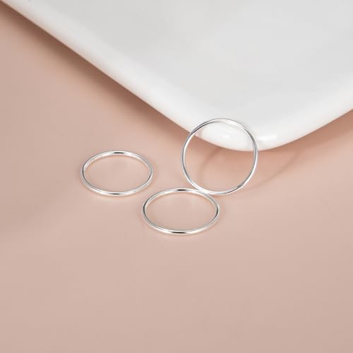 CANDYFANCY 925 Sterling Silver 1.2mm Stacking Midi Thin Rings Thumb Pinky Ring Stack Knuckle Rings for Women Band Ring Size 2.5-8.5 - color: silver-3pcs, size: 3.5