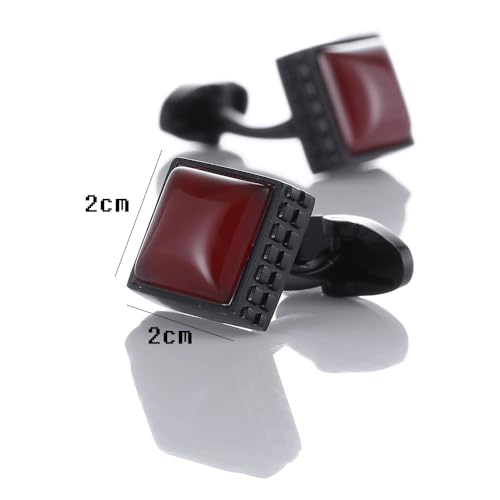 Black Square Men's Cufflinks Studs Set