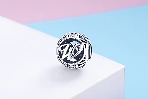 Letter Charms 925 Sterling Silver Initial A-Z Bead Charms | For Bracelets Necklaces, Hypoallergenic,Cubic Zirconia Alphabet Beads, Personalized Gifts for Women - color: W