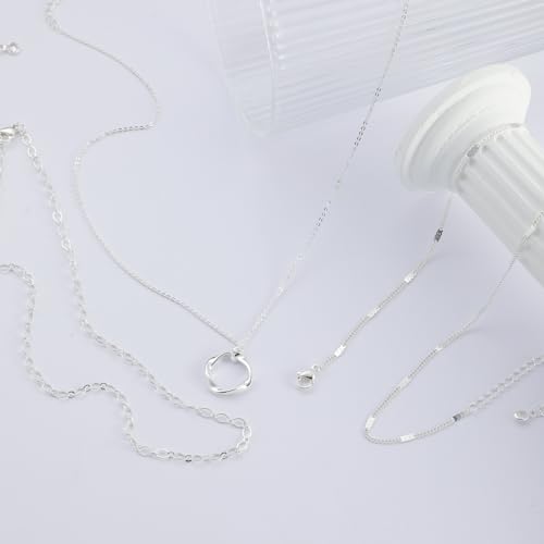 Cuzmly Layered Silver Necklaces for Women, Sterling Silver Stackable Stack Choker Necklaces for Women Trendy Layering Circle Pendant Chain Necklace Set Jewelry for Women - style: Circle