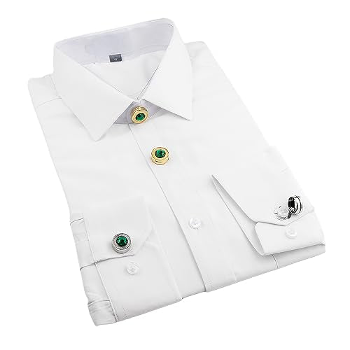 Mens Button Covers Tuxedo Shirt Cufflinks Alternative | Fake cufflinks and alternative fashion jewelry accessories for mens formal business dress shirts suits and groomsmen - color: H Silvery Benzar Green