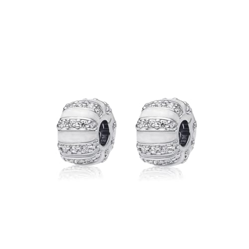 ARTCHARM Clasp Love Safety Chain Charm - Authentic 925 Sterling Silver Heart Beads - Fit European Style Bracelet - color: 2pcs Silver Pavé Clip