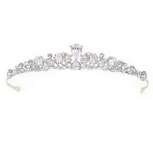 JWICOS Silver Crystal Queen Tiara and Crown for Women and Brides Fairytale Rhinestones Wedding Tiara Crown Hair Accessories for Brides - color: Silver