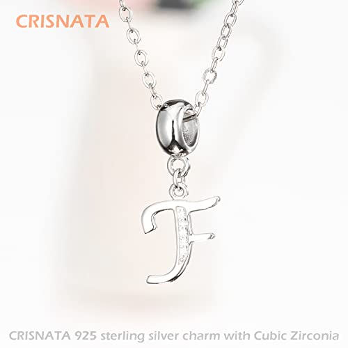26 Letter Pendant Charms, Polished 925 Sterling Silver Complete Initial A-Z Dangling CZ Stone Alphabet Beads, fits European Bracelet Necklace, Gift for Mother/Father/Daughter/Son/Sister/Aunt - color: Letter F CZ Pendant Charm