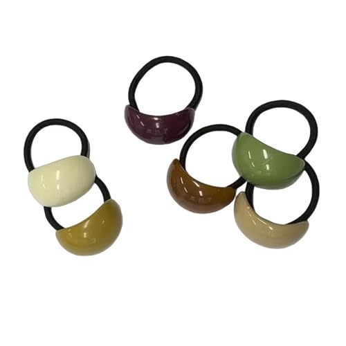 French-Style Hair Ties High-Elasticity Acrylic Beads Candy Colors For Ponytails, Daily Wear And Travel, 6PCS - color: 6PCS