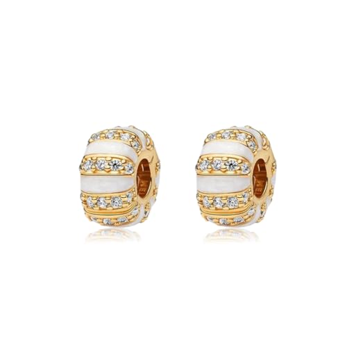ARTCHARM Clasp Love Safety Chain Charm - Authentic 925 Sterling Silver Heart Beads - Fit European Style Bracelet - color: 2pcs Gold Pavé CZ Clip