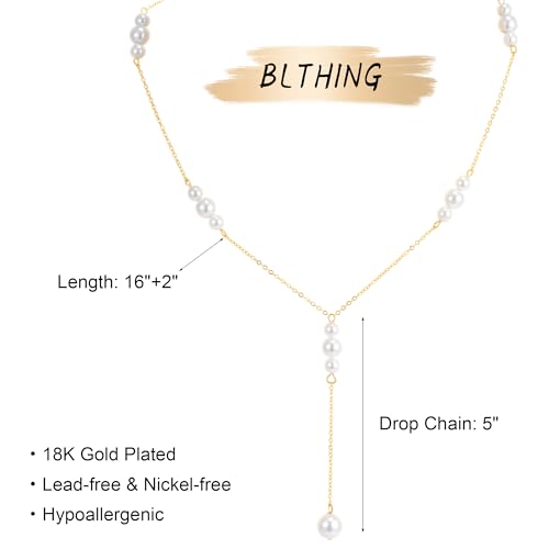 Pearl Necklaces for Women - 14K Gold Plated Y-Shaped Choker Necklace for Women, Gold Jewelry Beaded Necklace Gifts for Teens - color: Y-Pearl-3