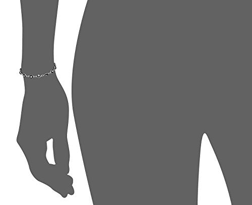 Women's Charm Enamel Evil Eye Protection Link Chain Bracelet - color: Silver,Black