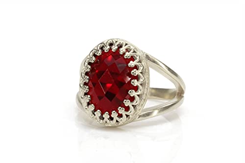 Striking Garnet Ring in 14k Gold-filled Ring Band - January Birthstone Rings Handcrafted by Skilled Artisan - Sizes 3-12.5 - Garnet Jewelry for Every Occasion - with Fancy Box