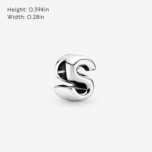 Pandora Alphabet Charm - Compatible Moments - Gift for Her - Made with Sterling Silver - with Gift Box - style: Letter S