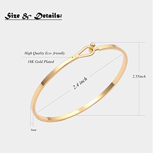 PERNNLA PEARL Dainty Gold Bar Bracelet for Women Simple Delicate Thin Cuff Bangle Hook Bracelet 18K Gold Plated Handmade Minimalist Jewelry - color: 2.Cuff Bangle